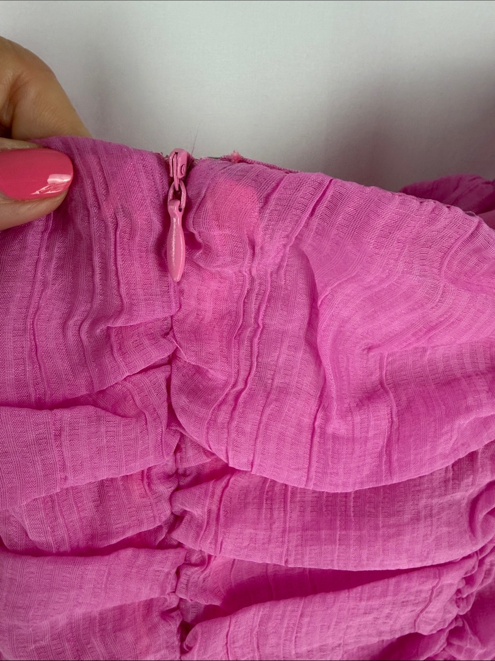 white birch Pink Ruffled Ruched Mini Dress - Picture 5 of 9